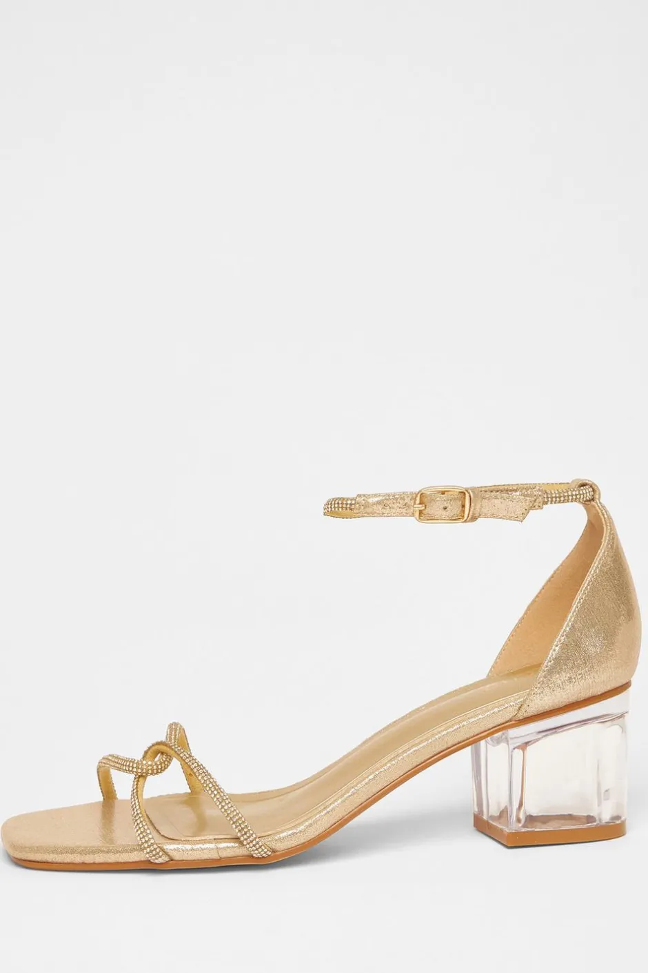 Quiz Twist Strap Heeled Sandal Gold Hot