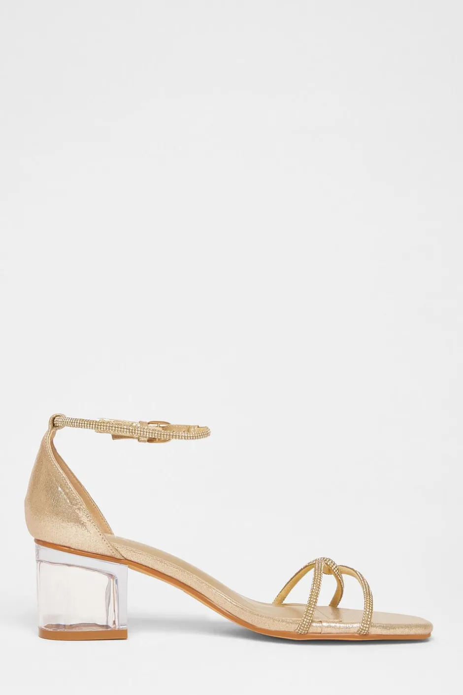Quiz Twist Strap Heeled Sandal Gold Hot