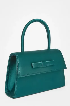 Quiz Bow Trim Top Handle Bag Green Discount
