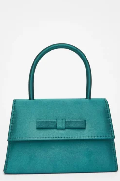 Quiz Bow Trim Top Handle Bag Green Discount