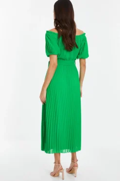 Quiz Green Chiffon Pleated Midi Dress Best