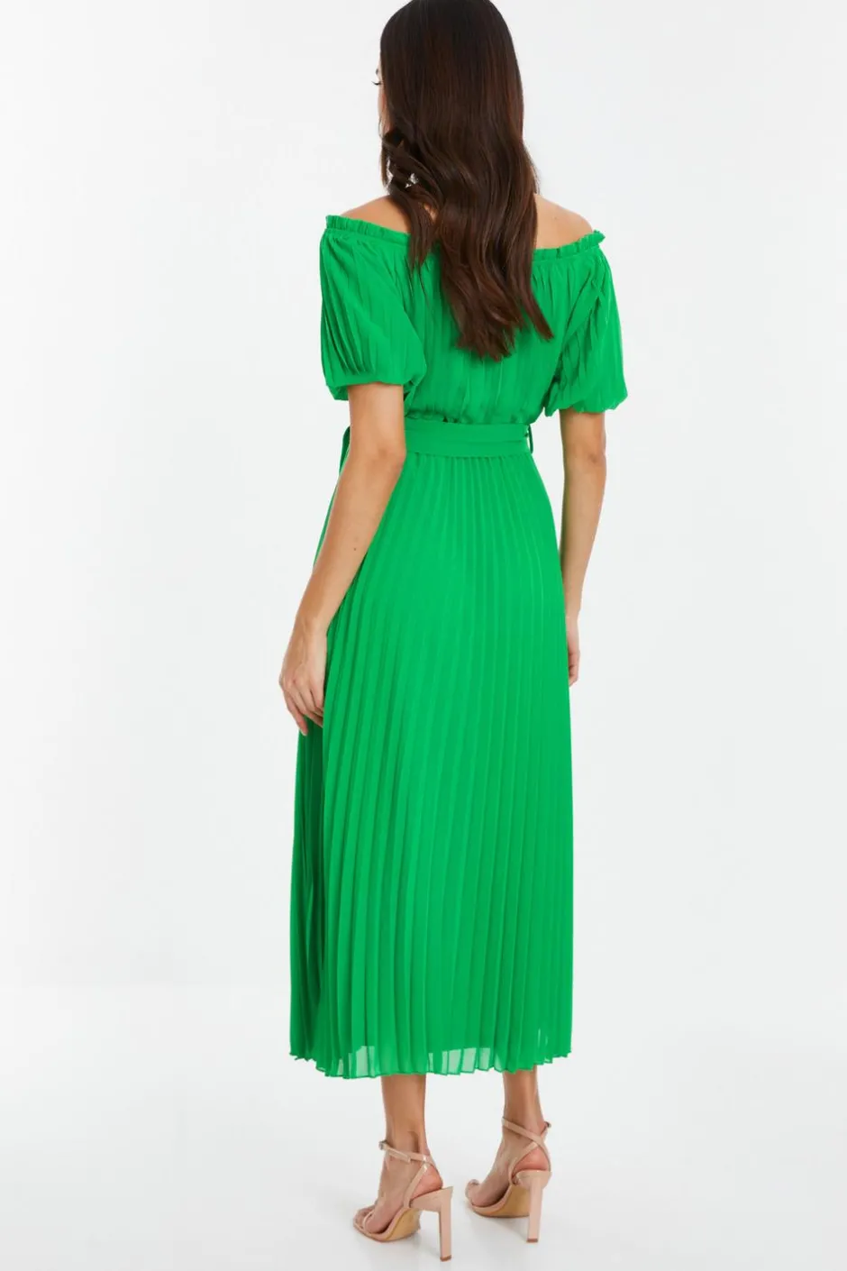 Quiz Green Chiffon Pleated Midi Dress Best