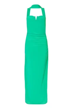 Quiz Collar Detail Ruched Midaxi Dress Green Clearance
