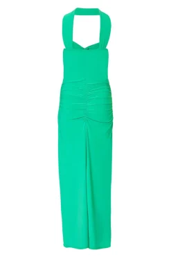Quiz Collar Detail Ruched Midaxi Dress Green Clearance