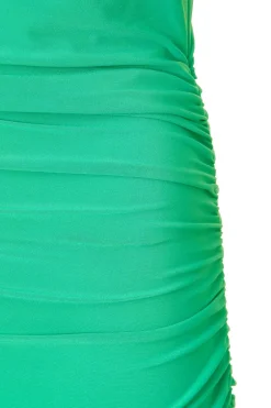 Quiz Collar Detail Ruched Midaxi Dress Green Clearance