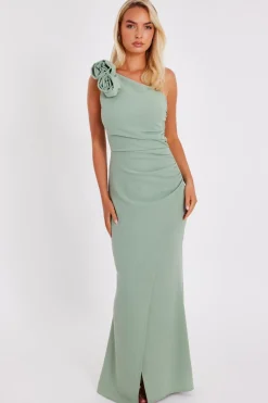 Quiz Corsage Maxi Dress Green