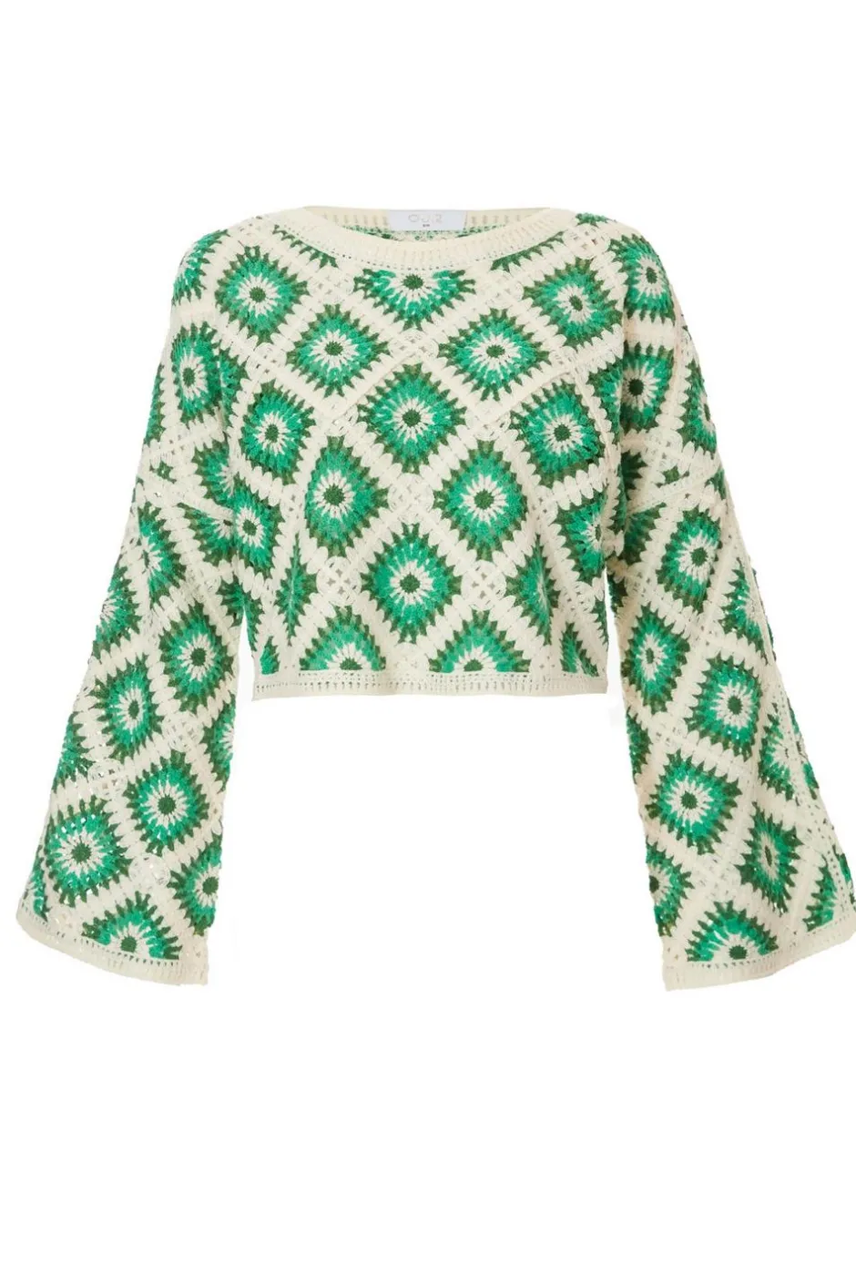 Quiz Green Crochet Geometric Crop Top Sale