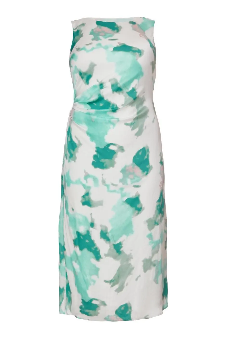 Quiz Green Curve Satin Marble Midaxi Dress