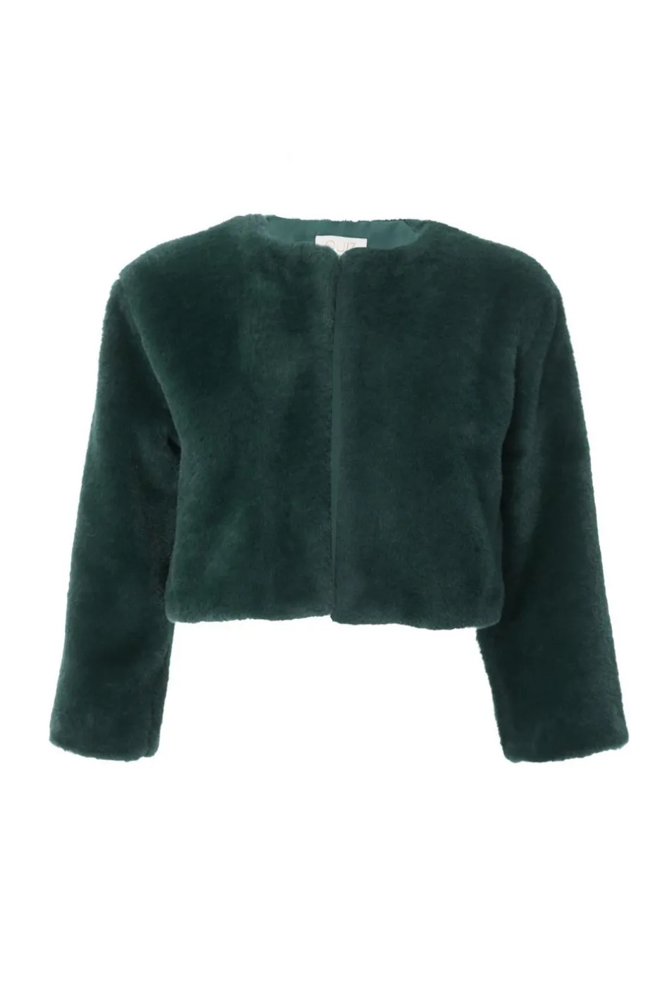 Quiz Faux Fur Long Sleeve Cape Green Discount