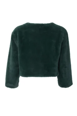 Quiz Faux Fur Long Sleeve Cape Green Discount