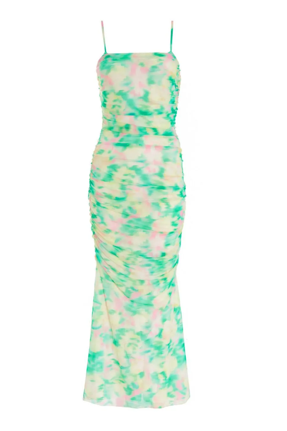Quiz Green Floral Abstract Mesh Midi Dress Outlet