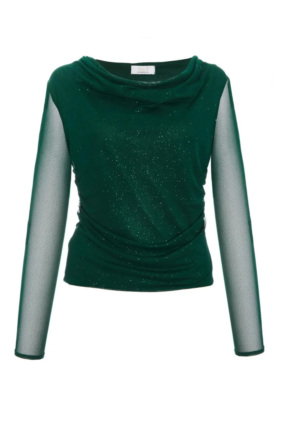 Quiz Green Glitter Mesh Crop Top New