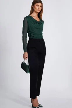 Quiz Green Glitter Mesh Crop Top New