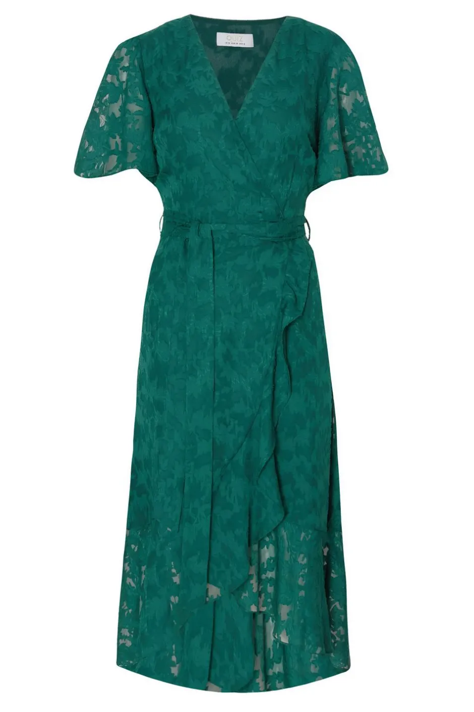 Quiz Jacquard Wrap Midi Dress Green Clearance