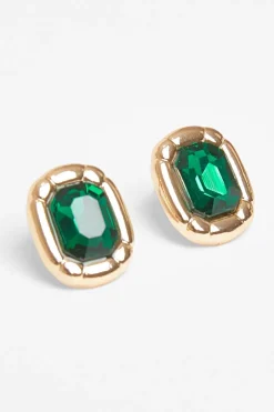 Quiz Jewel Stud Earrings Green Discount