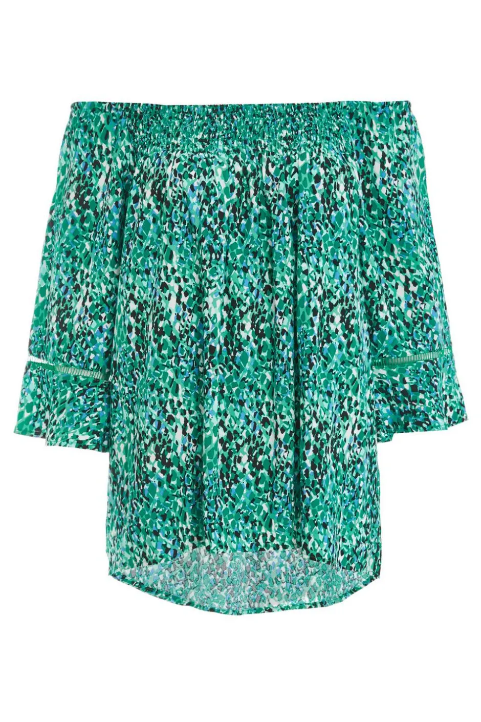 Quiz Green Leopard Print Bardot Top New