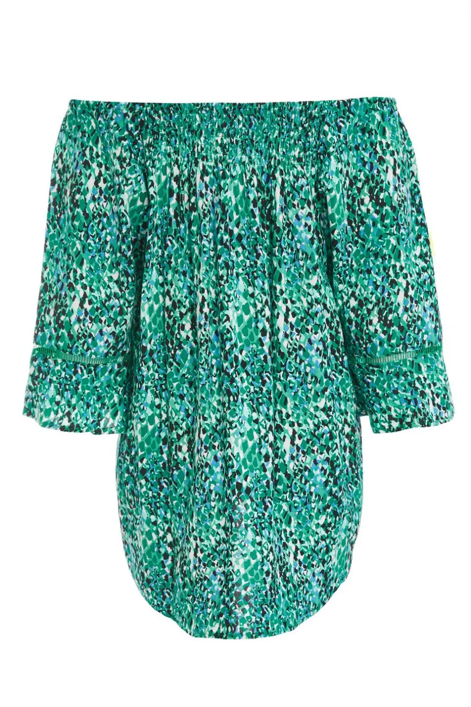 Quiz Green Leopard Print Bardot Top New