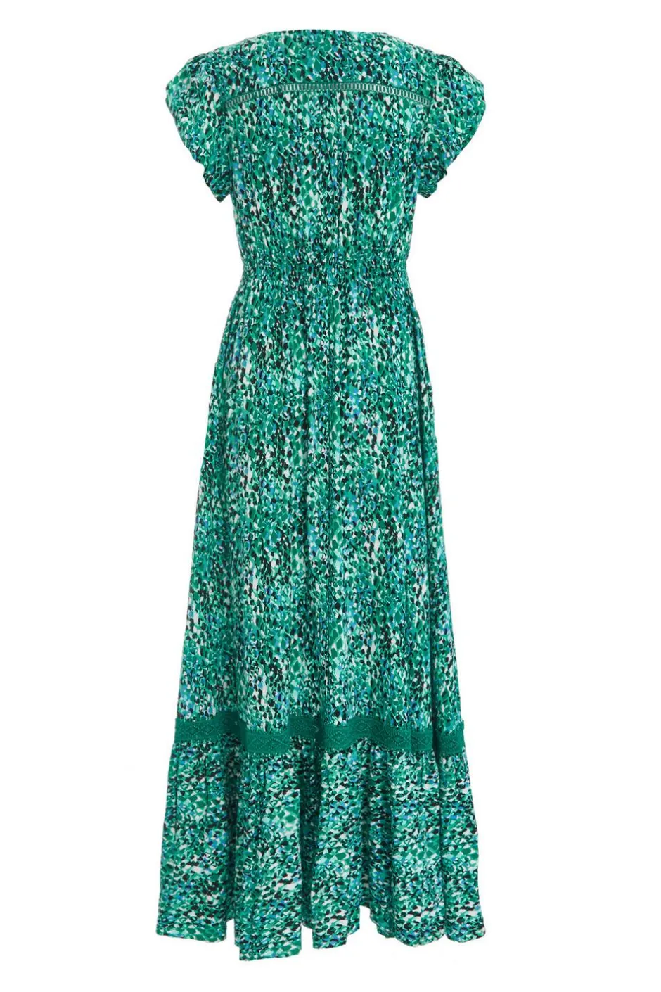 Quiz Green Leopard Print Crochet Trim Midaxi Dress Hot