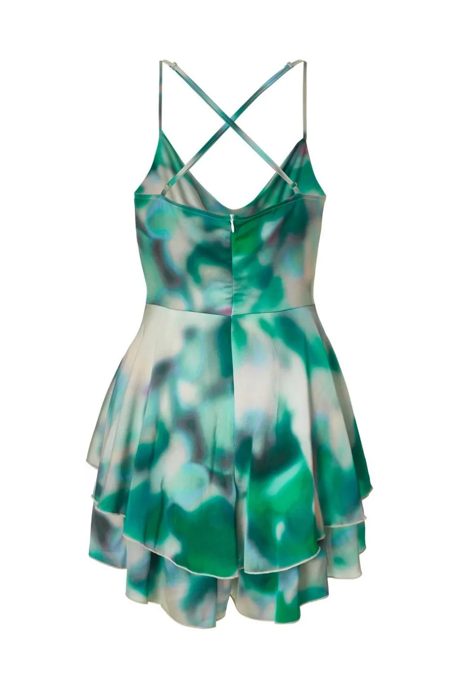 Quiz Green Marble Print Tiered Playsuit New