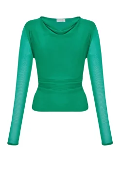 Quiz Green Mesh Long Sleeve Top Online