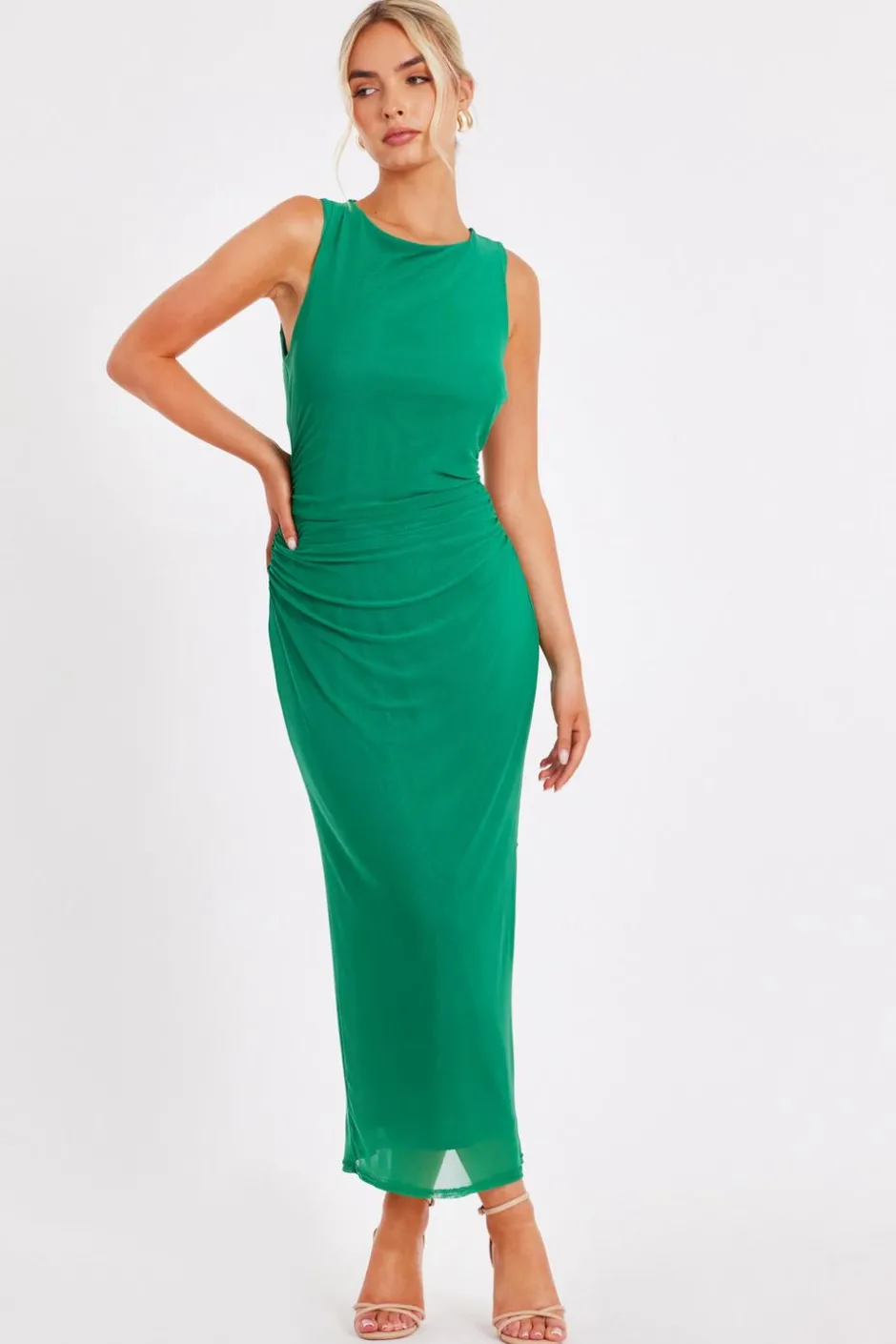 Quiz Green Mesh Midaxi Dress Sale
