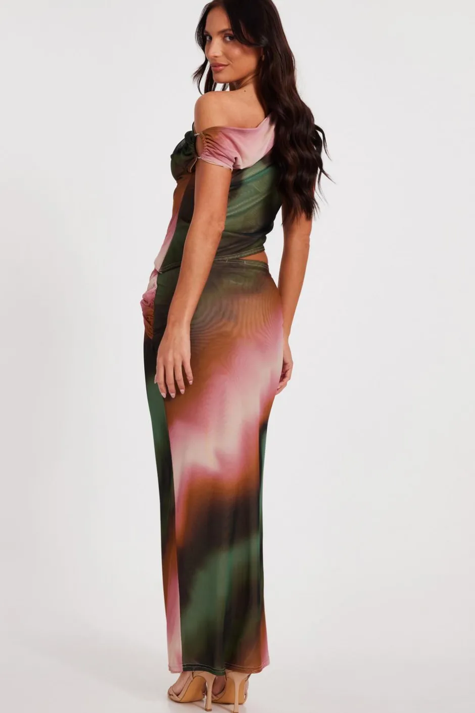 Quiz Green Mesh One Shoulder Crop Top Discount