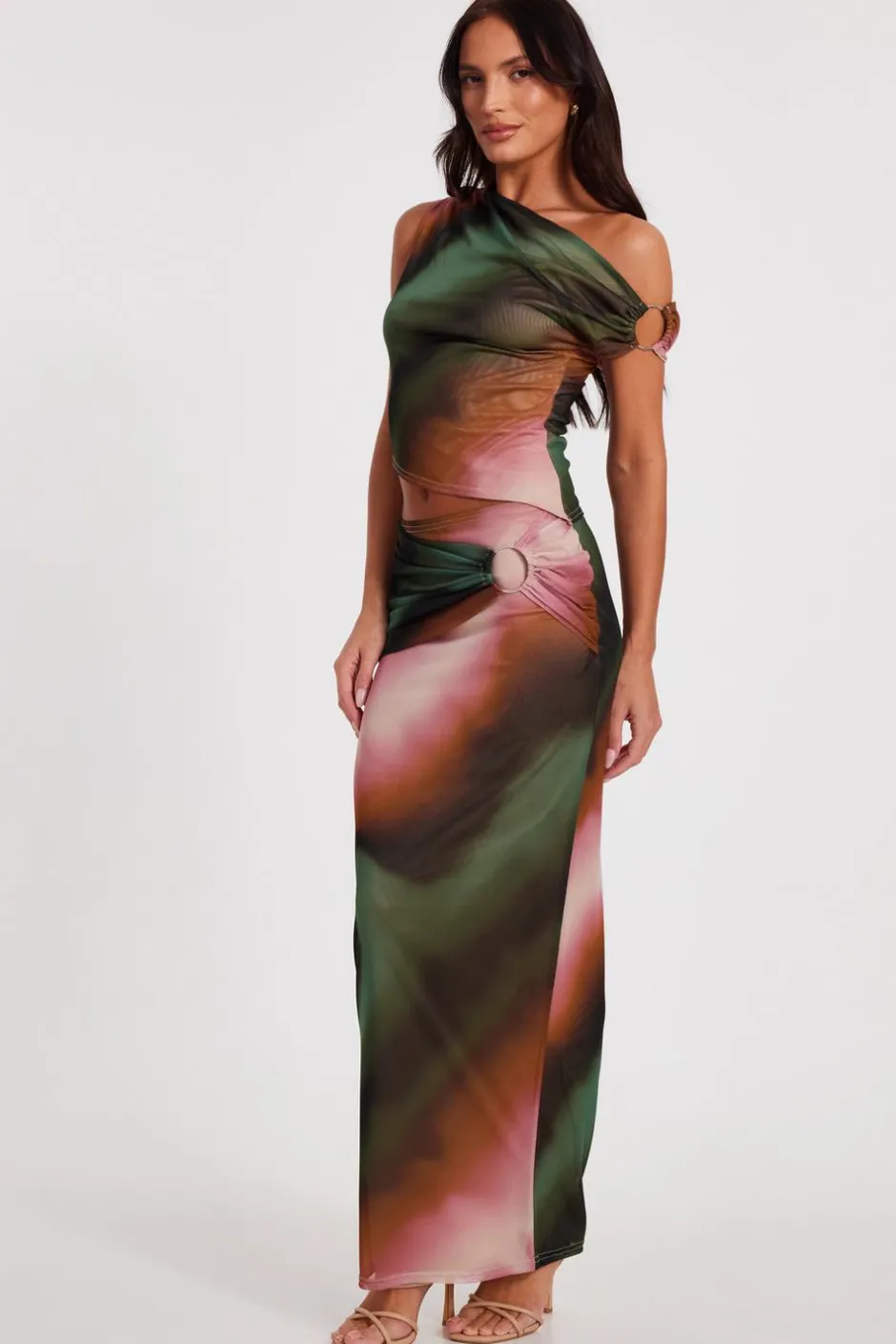 Quiz Green Mesh One Shoulder Crop Top Discount