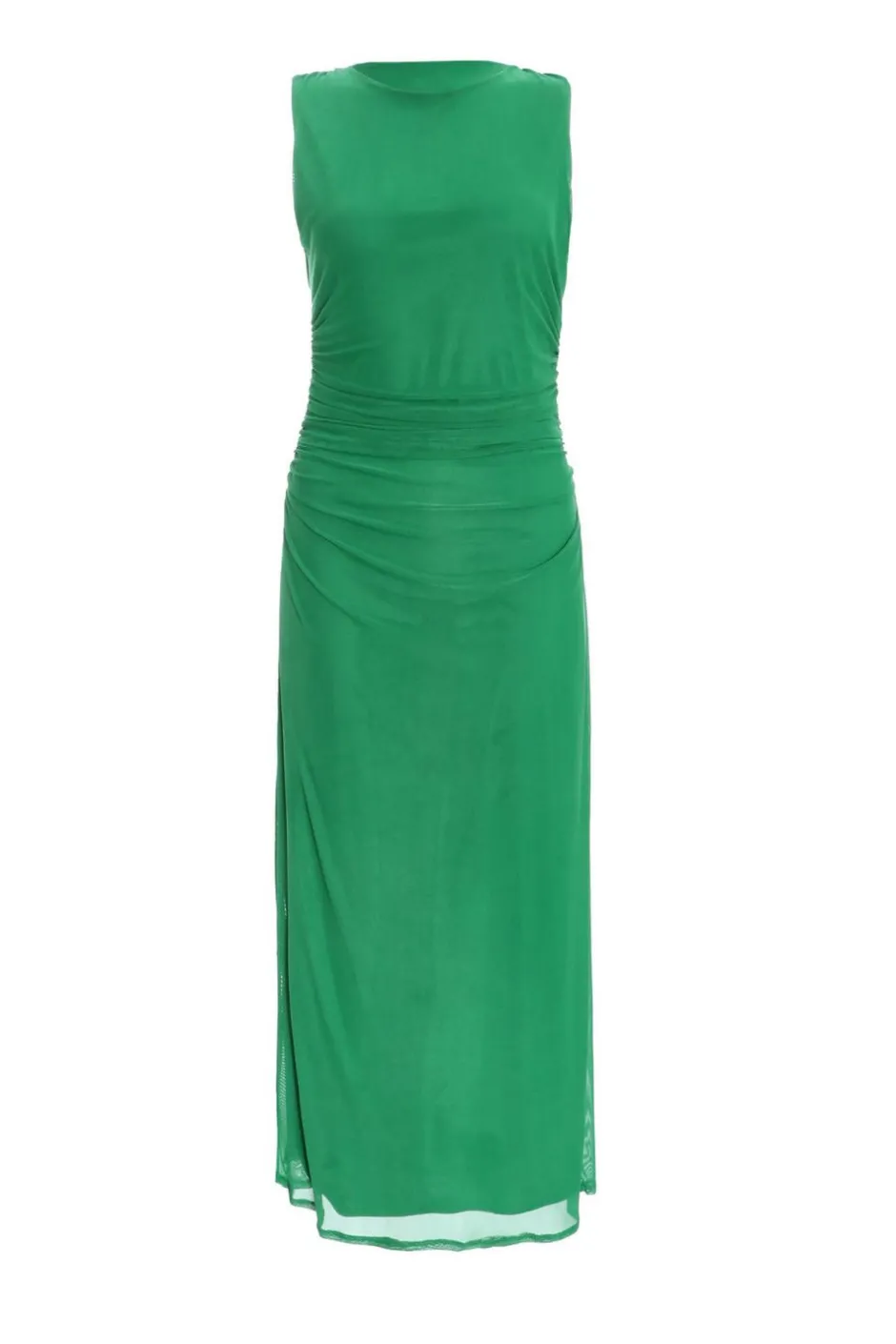 Quiz Green Mesh Ruched Bodycon Midaxi Dress New