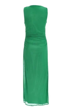 Quiz Green Mesh Ruched Bodycon Midaxi Dress New