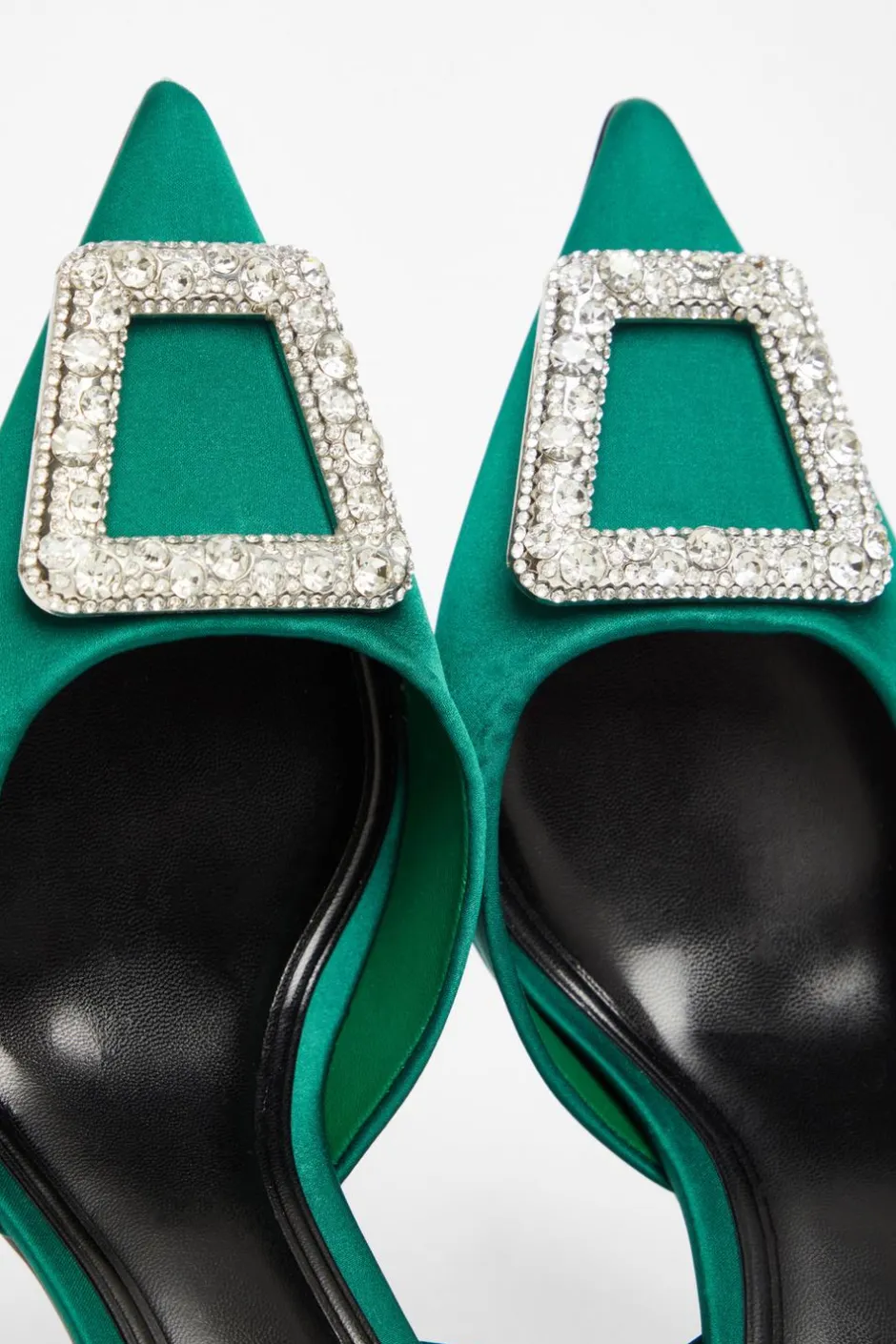 Quiz Satin Brooch Court Heels Green Best