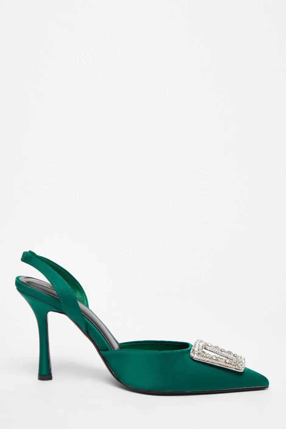 Quiz Satin Brooch Court Heels Green Best