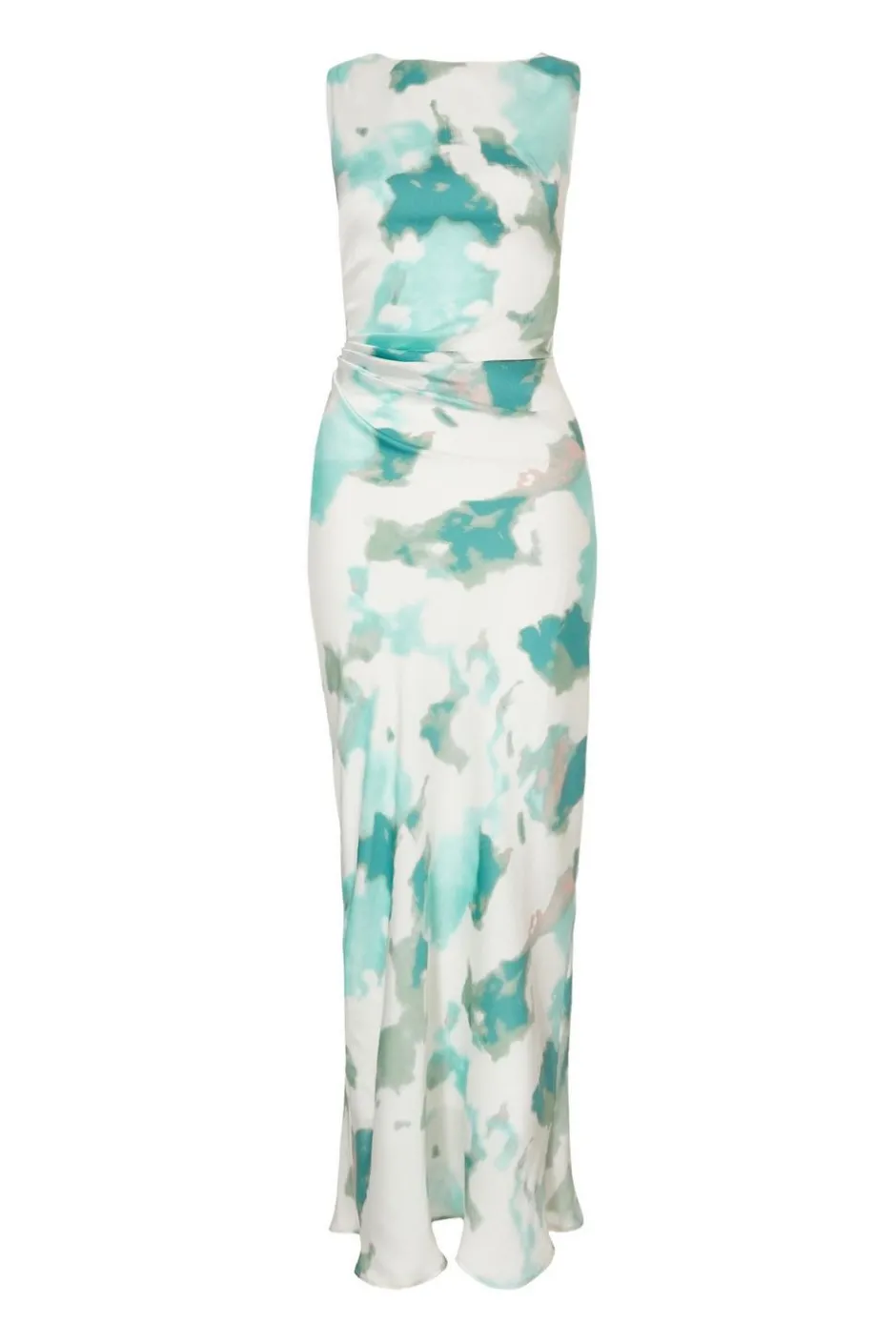 Quiz Green Satin Marble Midaxi Dress Outlet