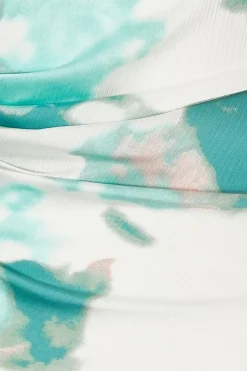 Quiz Green Satin Marble Midaxi Dress Outlet