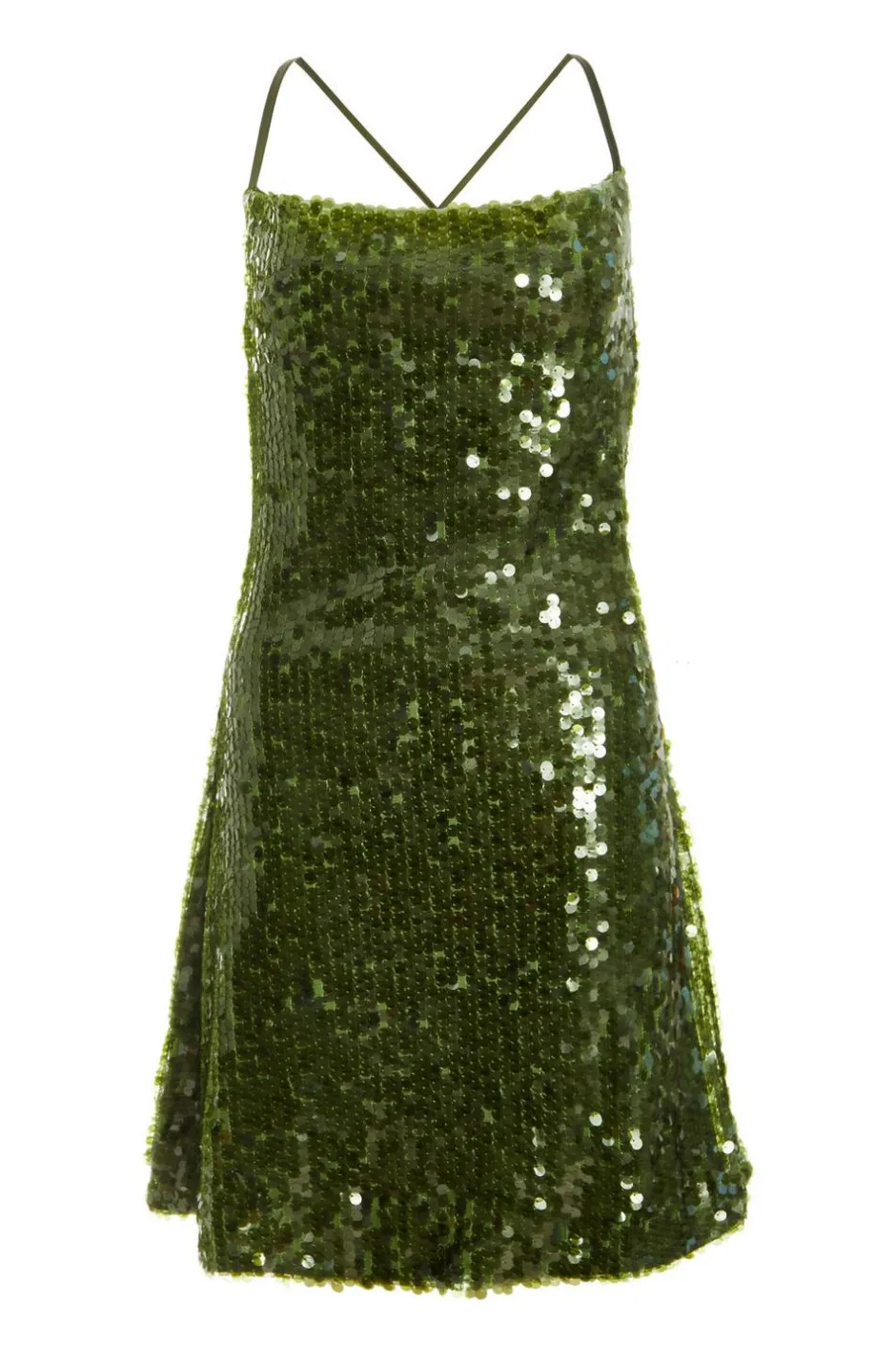 Quiz Sequin Cowl Mini Dress Green New