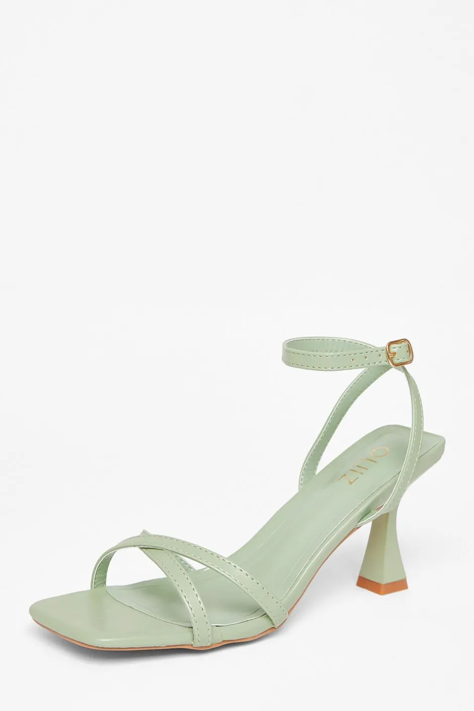 Quiz Strappy Flared Heels Green Hot