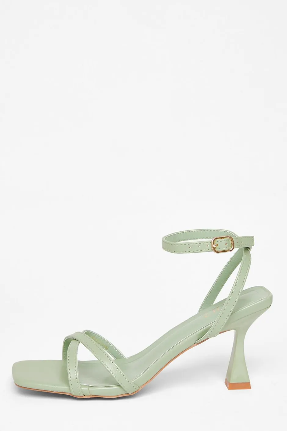 Quiz Strappy Flared Heels Green Hot
