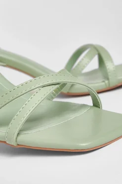 Quiz Strappy Flared Heels Green Hot