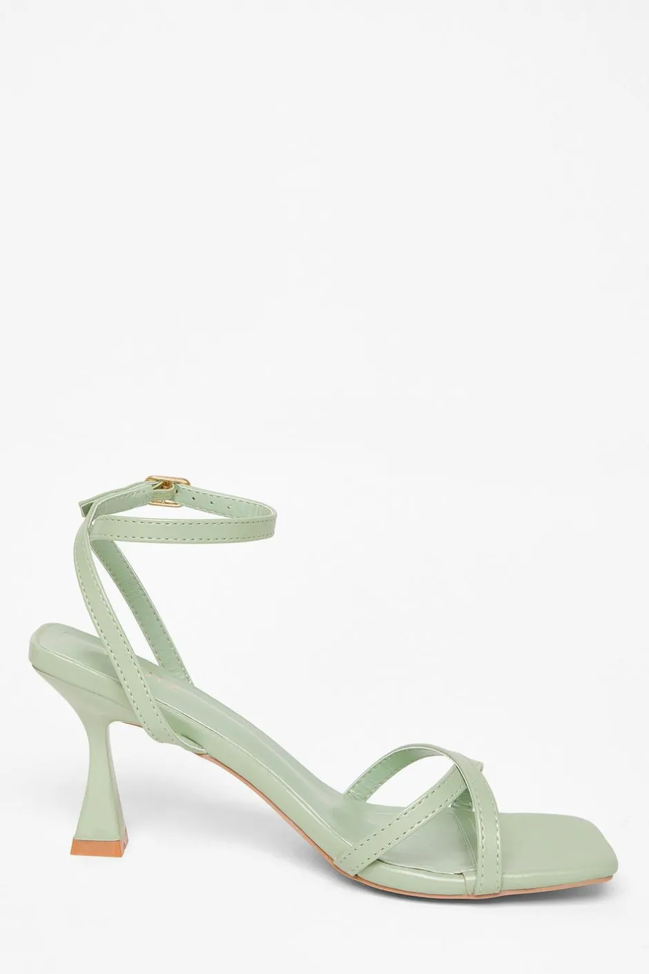 Quiz Strappy Flared Heels Green Hot