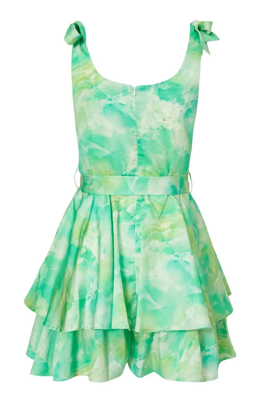 Quiz Green Tie Dye Bow Strap Playsuit Hot
