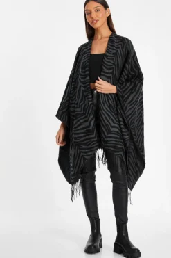 Quiz Grey Animal Print Cape New