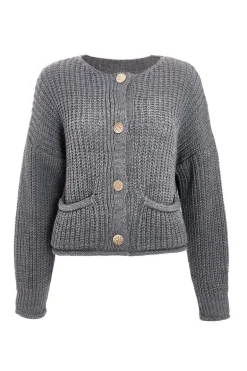 Quiz Grey Chunky Knit Cardigan Best