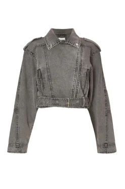 Quiz Denim Biker Jacket Grey Best
