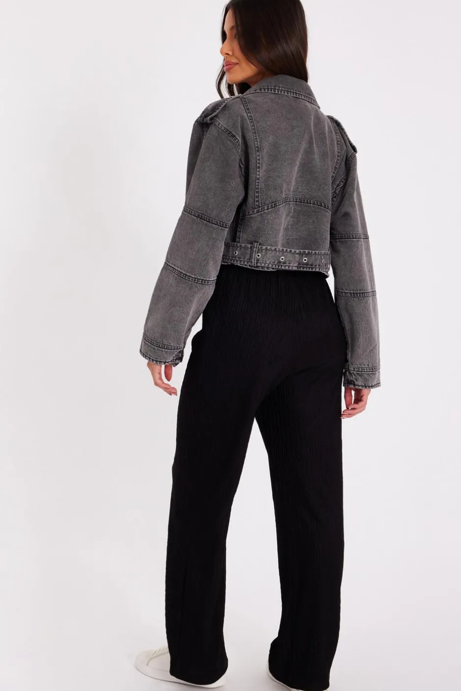 Quiz Denim Biker Jacket Grey Best