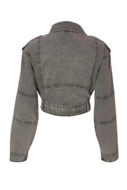 Quiz Denim Biker Jacket Grey Best
