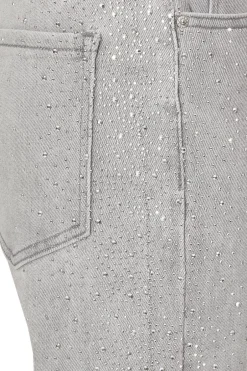 Quiz Grey Denim Diamante Jeans Discount