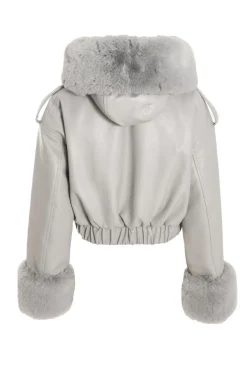 Quiz Faux Fur Bomber Jacket Grey New