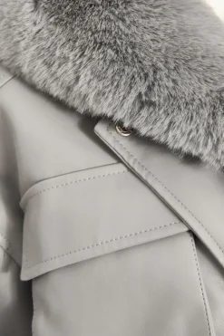 Quiz Faux Fur Bomber Jacket Grey New