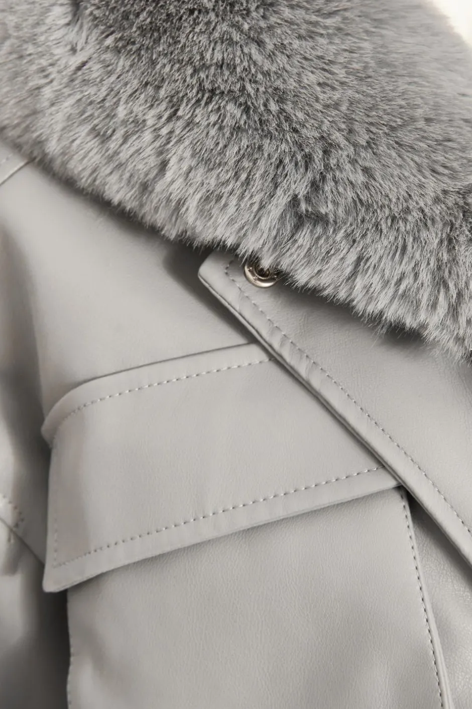 Quiz Faux Fur Bomber Jacket Grey New