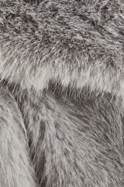 Quiz Faux Fur Cropped Jacket Grey Best