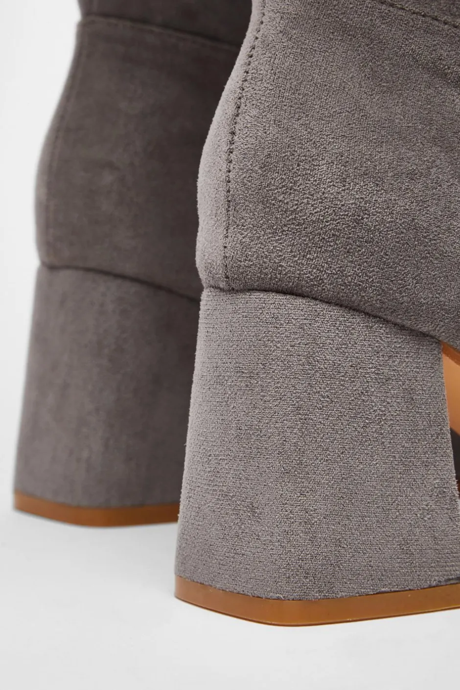 Quiz Faux Suede Ruched Heeled Boots Grey Hot